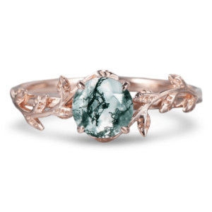 Inel aur floral cu Agate Moss