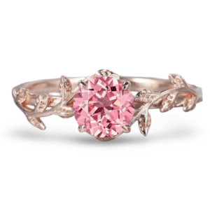 Inel aur floral cu Moissanite sakura pink