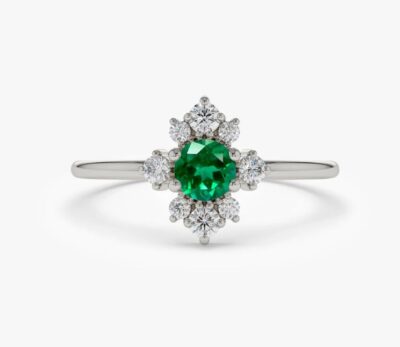Inel de logodna cu smarald si diamante naturale - imagine 4