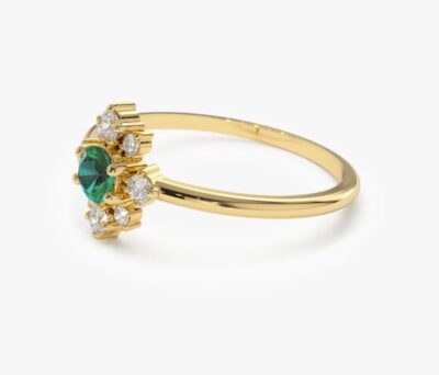 Inel de logodna cu smarald si diamante naturale - imagine 2