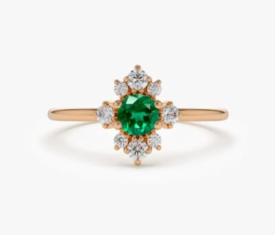 Inel de logodna cu smarald si diamante naturale - imagine 3