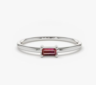 Inel Ruby Baguette din aur cu rubin natural - imagine 3